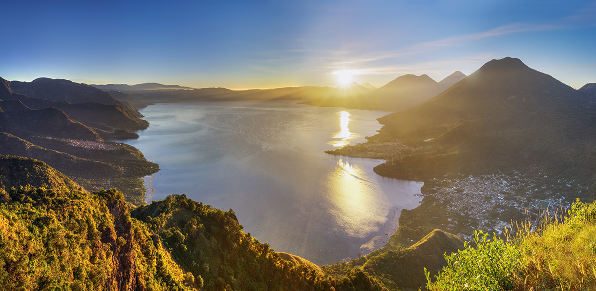 sunrise over Lago de Atitlán seen from the "Indian Nose"